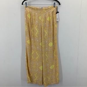 Amuse Society Womens Small Paradise Woven Pants‎ Wide Leg Side Zip Abstract NEW